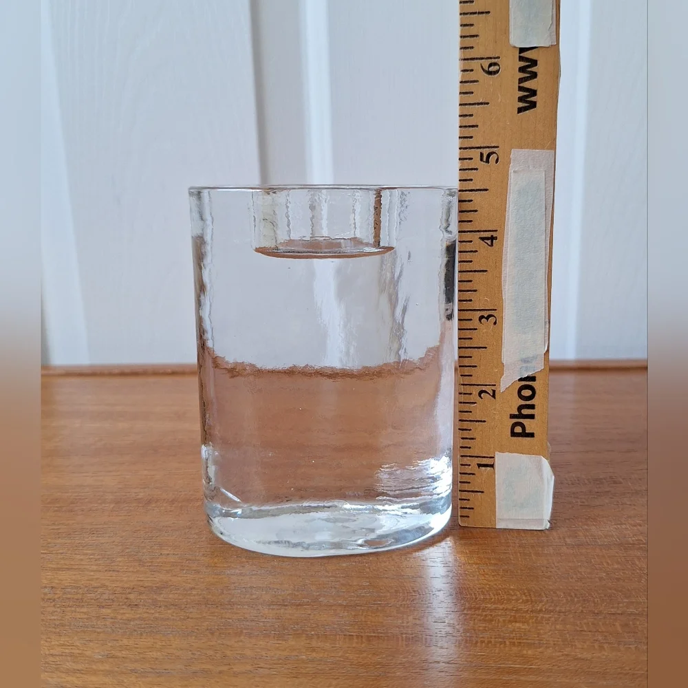 Crate Barrel Clear Glass Candleholder Votive Ice Tealight Textured Rippled NEW